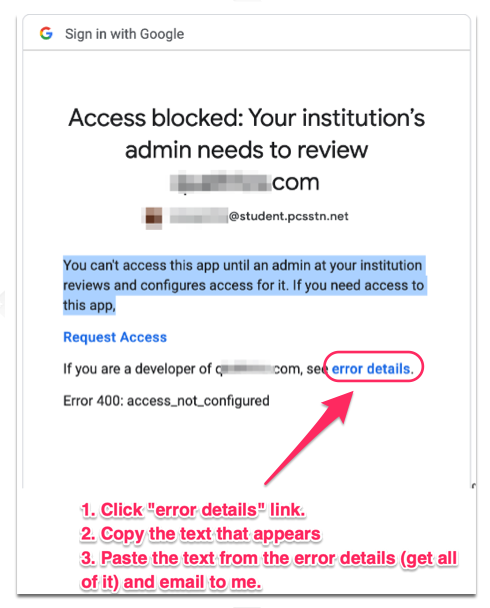 Access blocked: Your institution's admin needs to review
