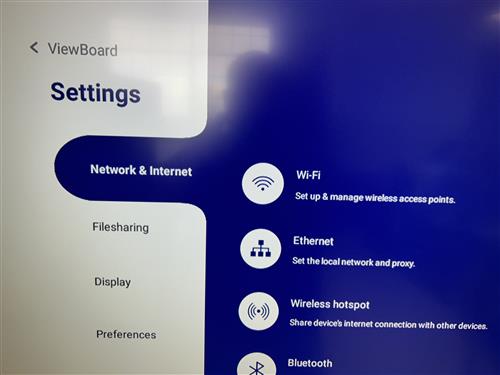 This is the settings section. The top icon is network & Internet.